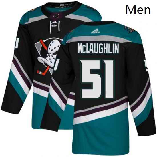 Mens Adidas Anaheim Ducks 51 Blake McLaughlin Authentic Black Teal Third NHL Jersey